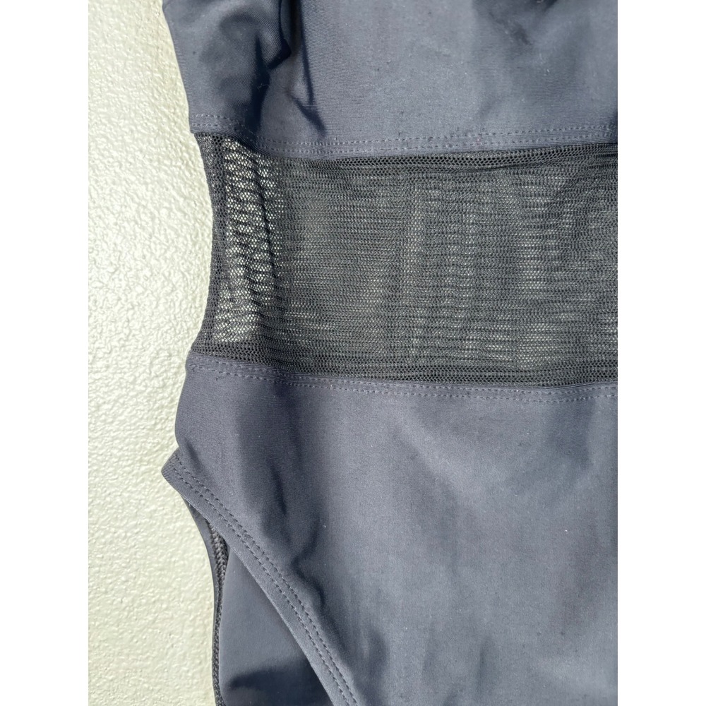Anne Cole Collection Black One Piece Swimsuit Size 6 Mesh Inset Sleek Vintage - Picture 3 of 8